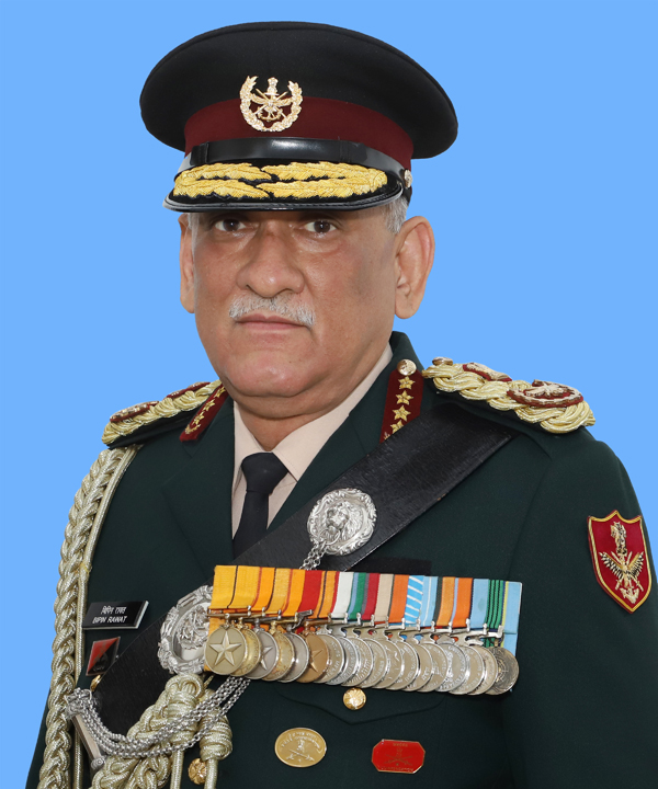 General Bipin Rawat, Padma Vibhushan (Posthumous), Param Vishisht Seva Medal (PVSM), Uttam Yudh Seva Medal (UYSM), Ati Vishisht Seva Medal (AVSM), Yudh Seva Medal (YSM), Sena Medal (SM), Vishisht Seva Medal (VSM) — 5th Battalion, 11 Gorkha Rifles